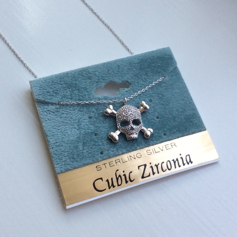 New Sterling Silver Skull Pirate Necklace